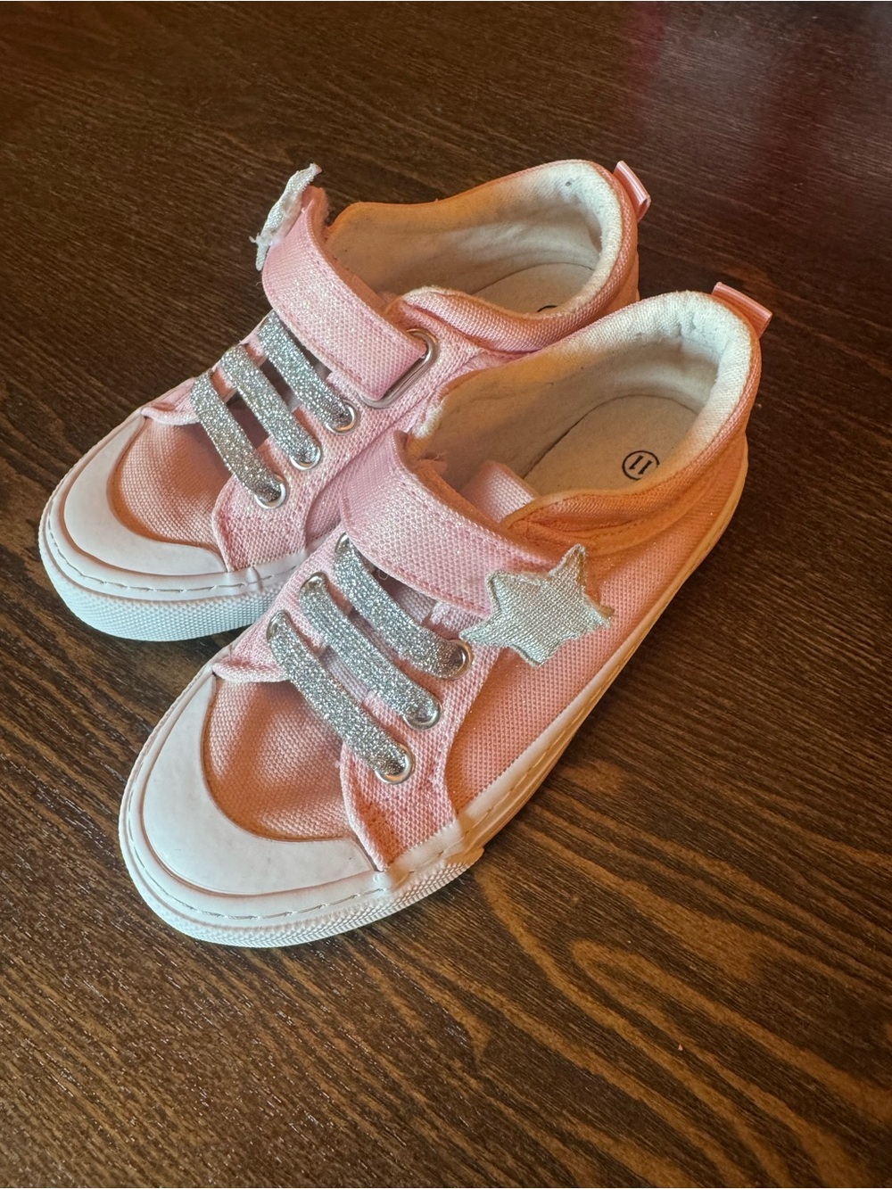 Kids Pink Star Canvas Sneakers with Glitter Straps - Picture 3 of 5